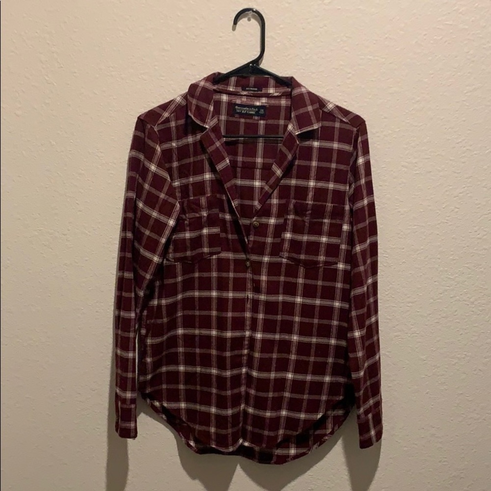 Red & White Button Down Boyfriend Plaid Shirt